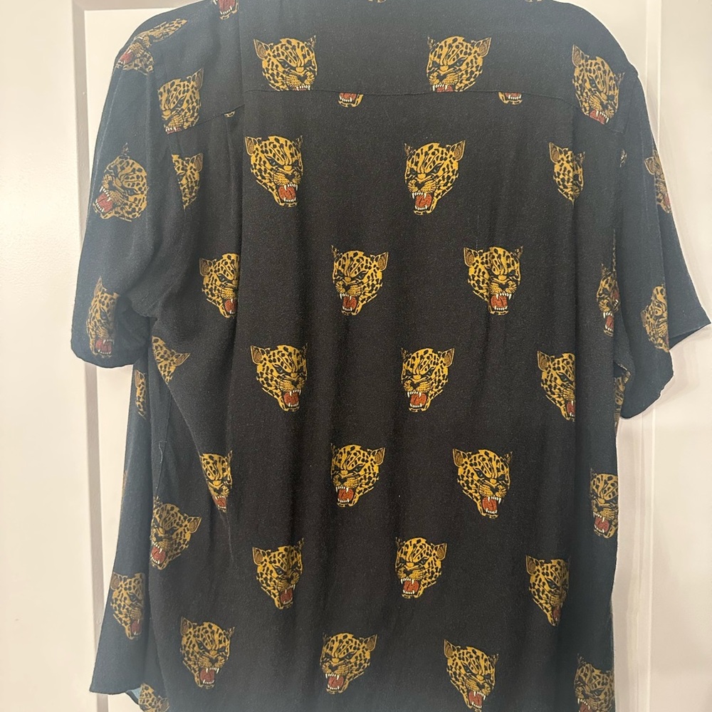 The Kooples Black Camp Shirt with Leopard Design (Unisex) - Picture 3 of 4